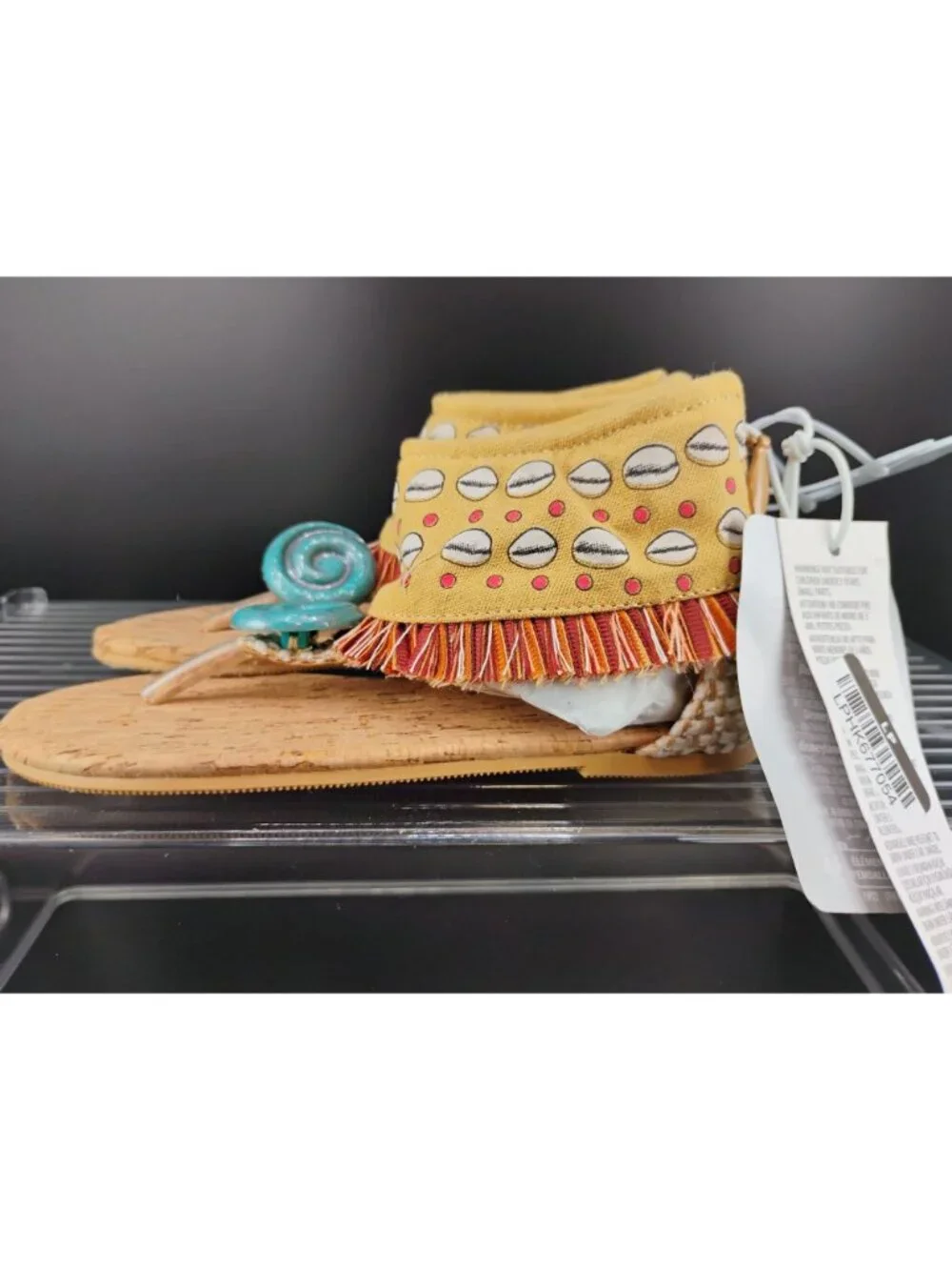 Disney Moana Toddler Sandals Cork Sole Beaded Design Yellow Size US 9/10